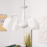 Elegant Rococo Style Floral Glass Chandelier Vintage Ceiling Pendant Light Fixture