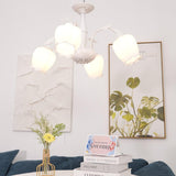 Elegant Rococo Style Floral Glass Chandelier Vintage Ceiling Pendant Light Fixture