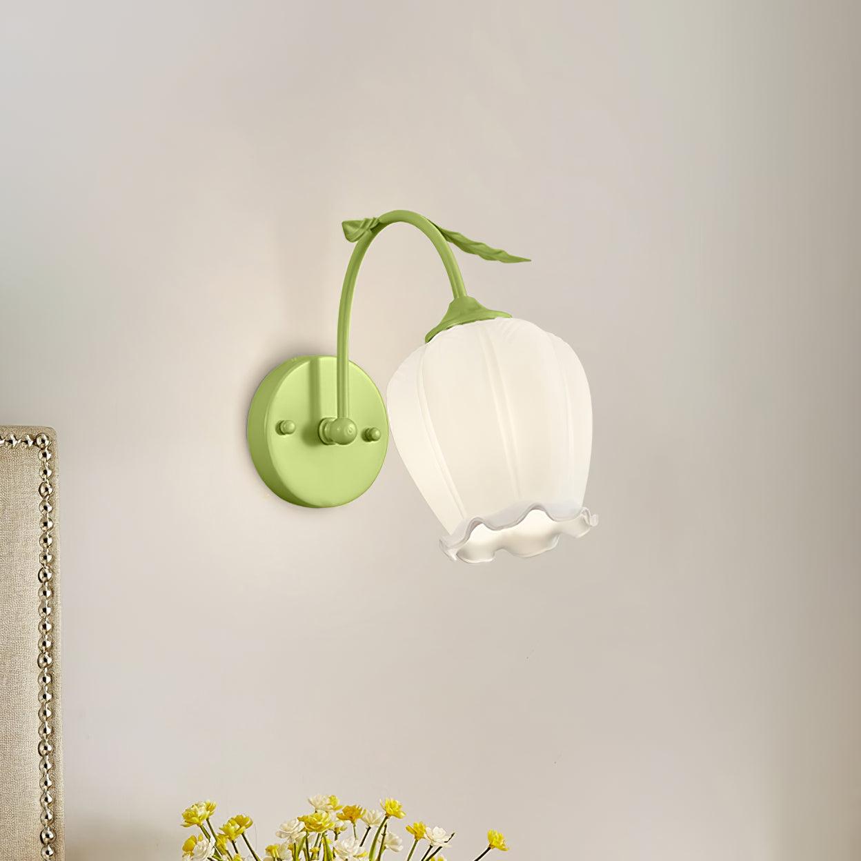 Elegant Rococo Style Metal and Glass Wall Lamp Sconce Lighting Set of Two