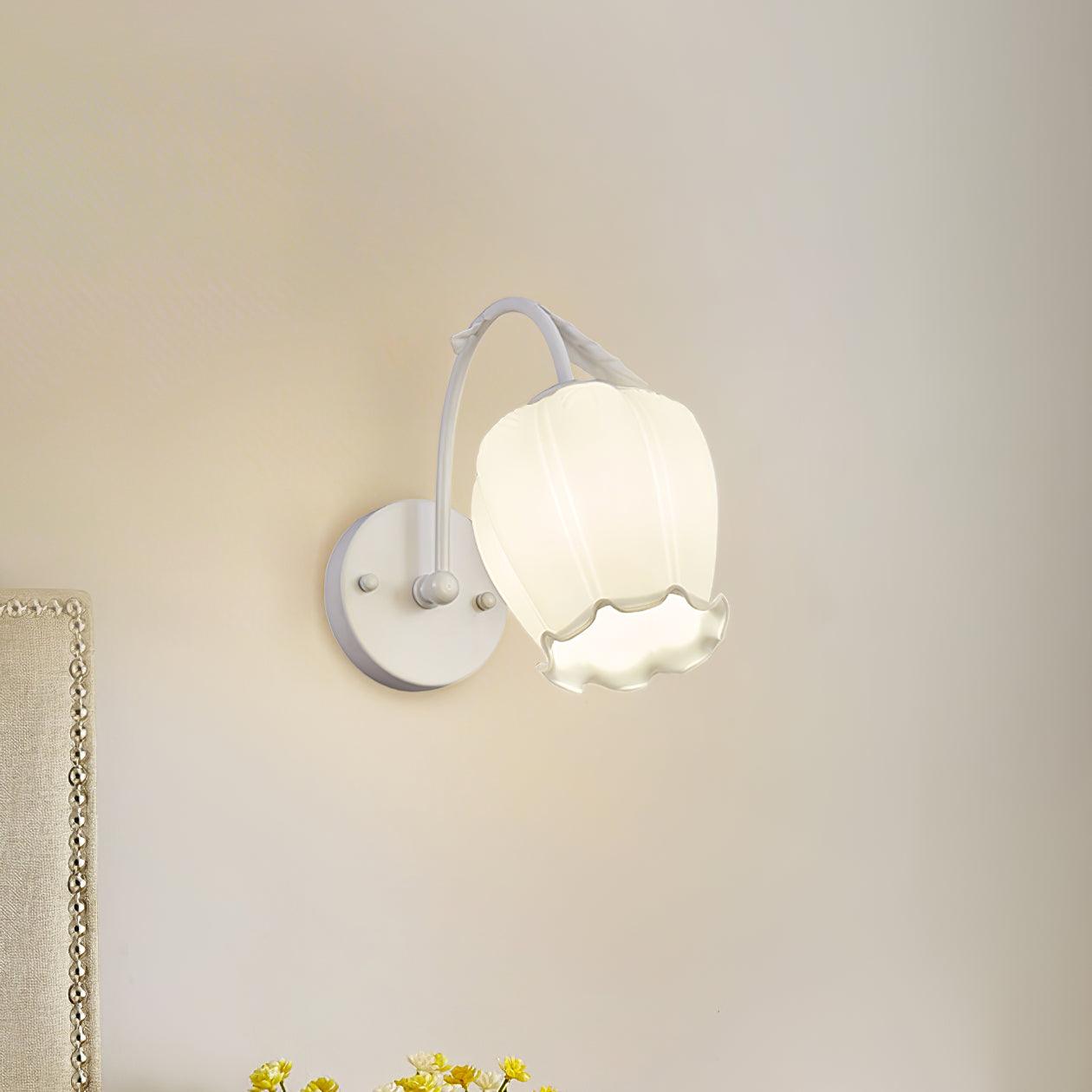 Elegant Rococo Style Metal and Glass Wall Lamp Sconce Lighting Set of Two