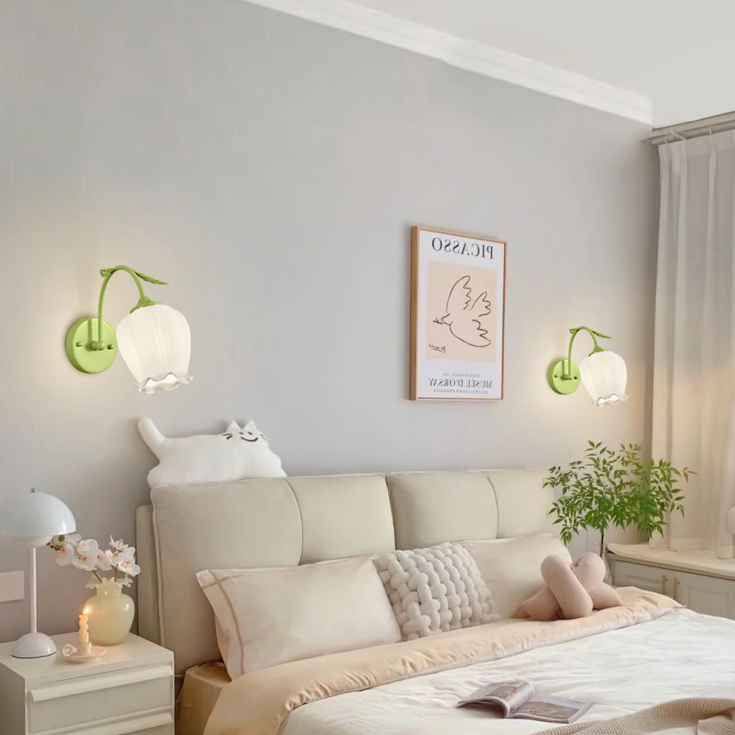 Elegant Rococo Style Metal and Glass Wall Lamp Sconce Lighting Set of Two