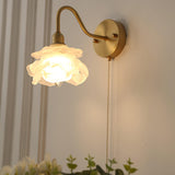 Elegant Rose Brass Wall Light Bracket Sconce with Frosted Glass Shade