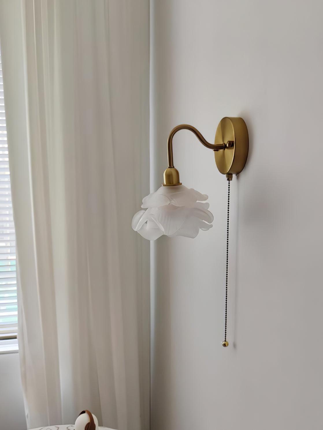 Elegant Rose Brass Wall Light Bracket Sconce with Frosted Glass Shade
