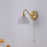 Elegant Rose Brass Wall Light Bracket Sconce with Frosted Glass Shade