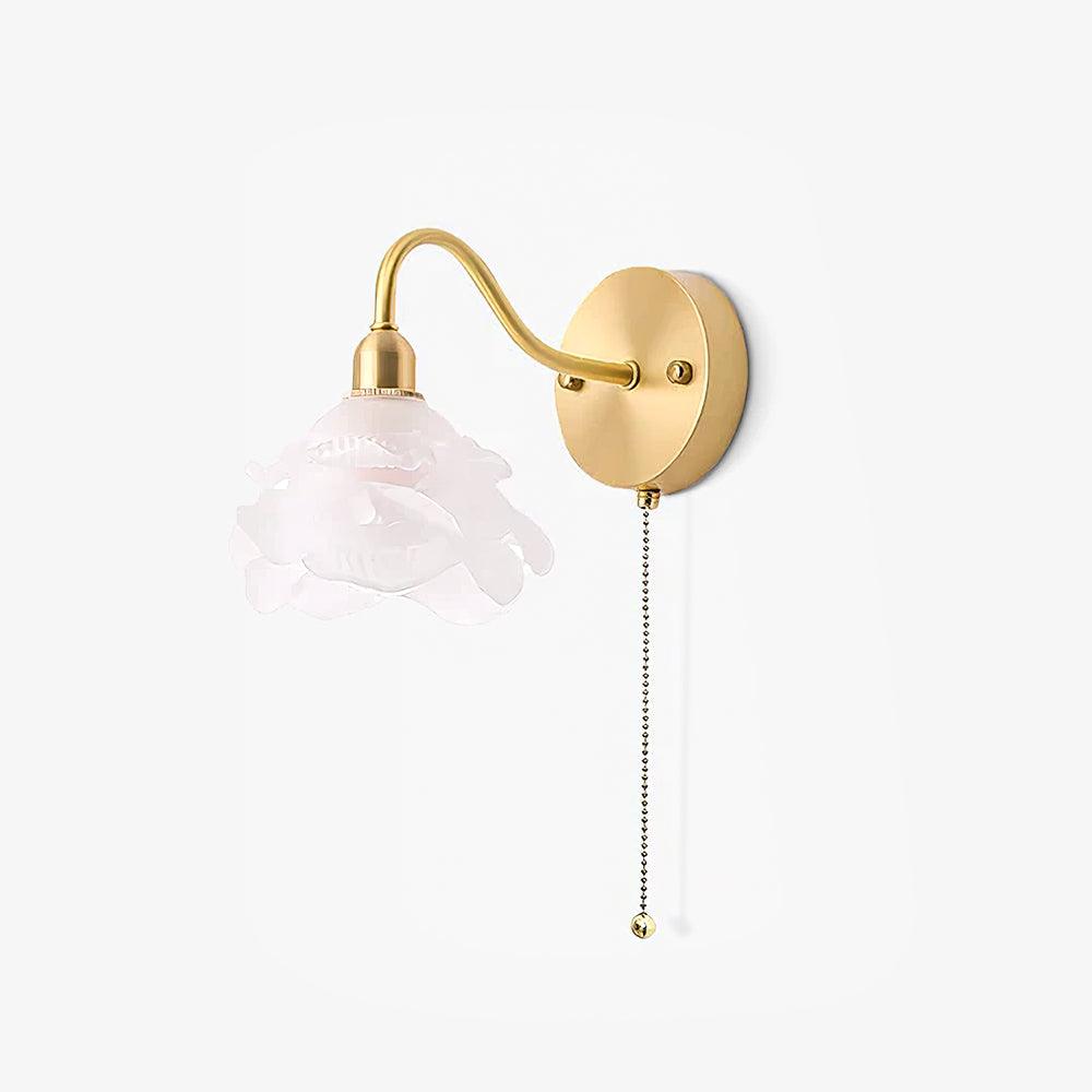 Elegant Rose Brass Wall Light Bracket Sconce with Frosted Glass Shade