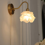 Elegant Rose Brass Wall Light Bracket Sconce with Frosted Glass Shade