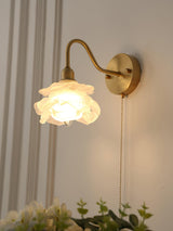 Elegant Rose Brass Wall Light Bracket Sconce with Frosted Glass Shade