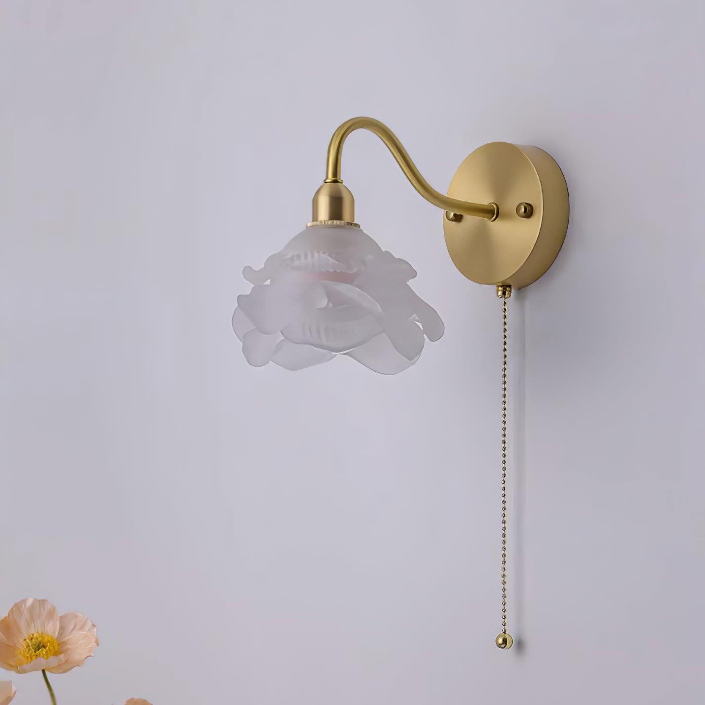 Elegant Rose Brass Wall Light Bracket Sconce with Frosted Glass Shade