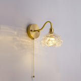 Elegant Rose Brass Wall Light Bracket Sconce with Frosted Glass Shade