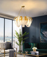 Elegant Rose Gold Mesh Crystal Chandelier Round Cascading Tiered Pendant Lighting