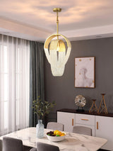 Elegant Rose Gold Mesh Crystal Chandelier Round Cascading Tiered Pendant Lighting