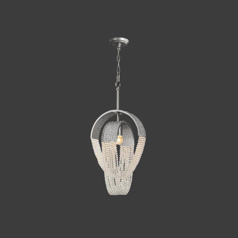 Elegant Rose Gold Mesh Crystal Chandelier Round Cascading Tiered Pendant Lighting
