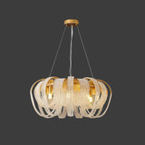 Elegant Rose Gold Mesh Crystal Chandelier Round Cascading Tiered Pendant Lighting