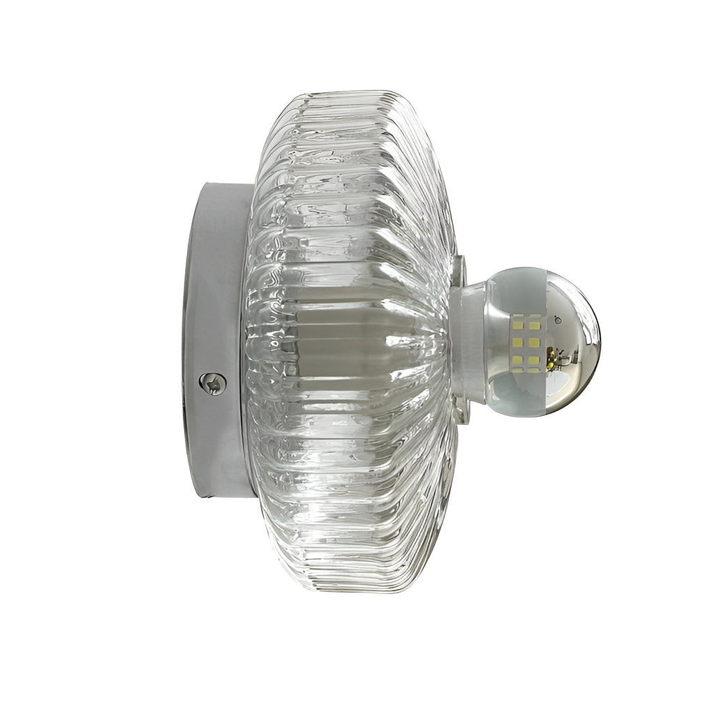 Elegant Round Glass Lid Wall Sconce Chromed Metal Medieval Modern Lamp for Hallway and Mirror