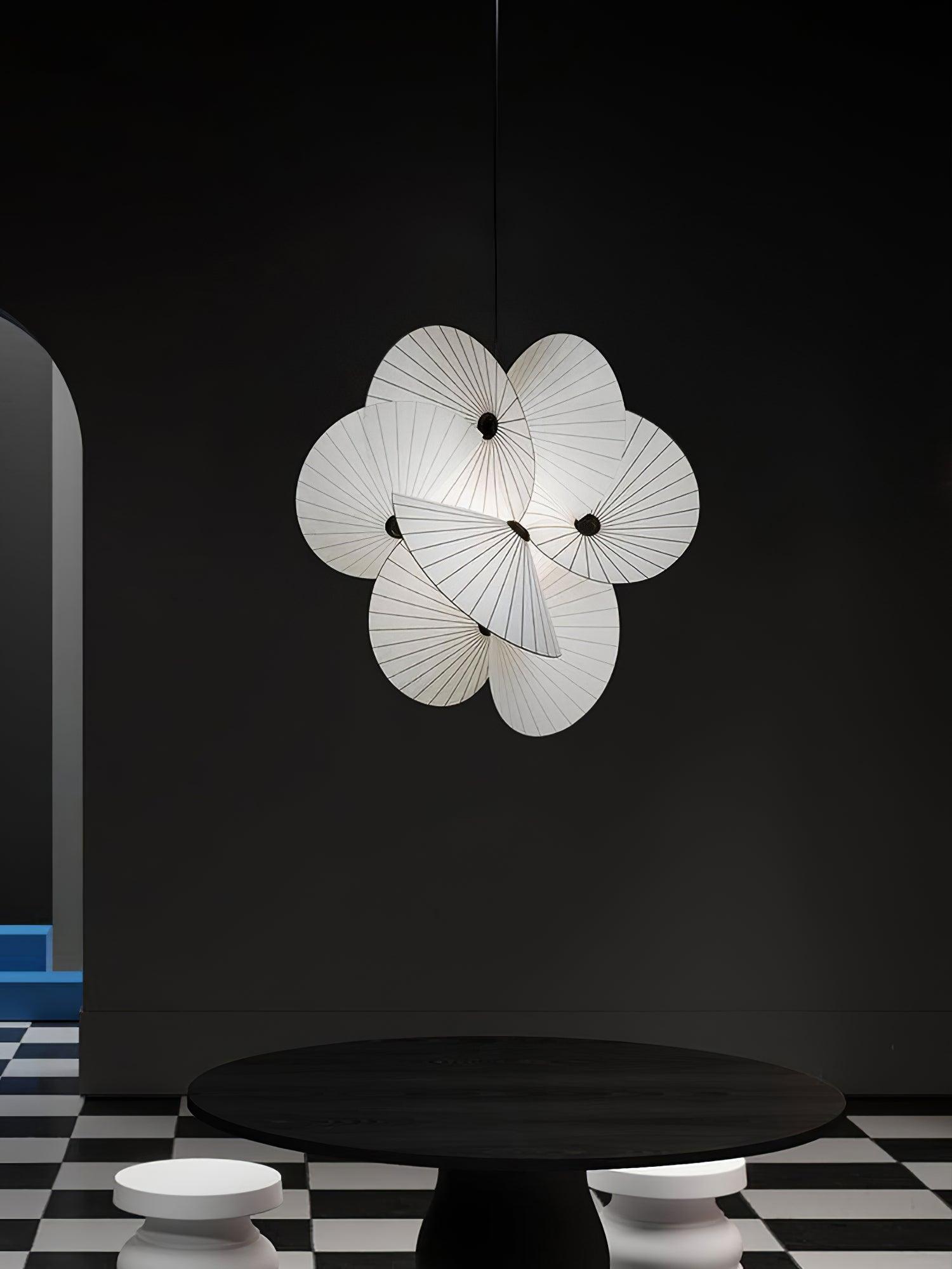 Elegant Scalloped Fabric Pendant Light Modern Indoor Hanging Fixture for Home