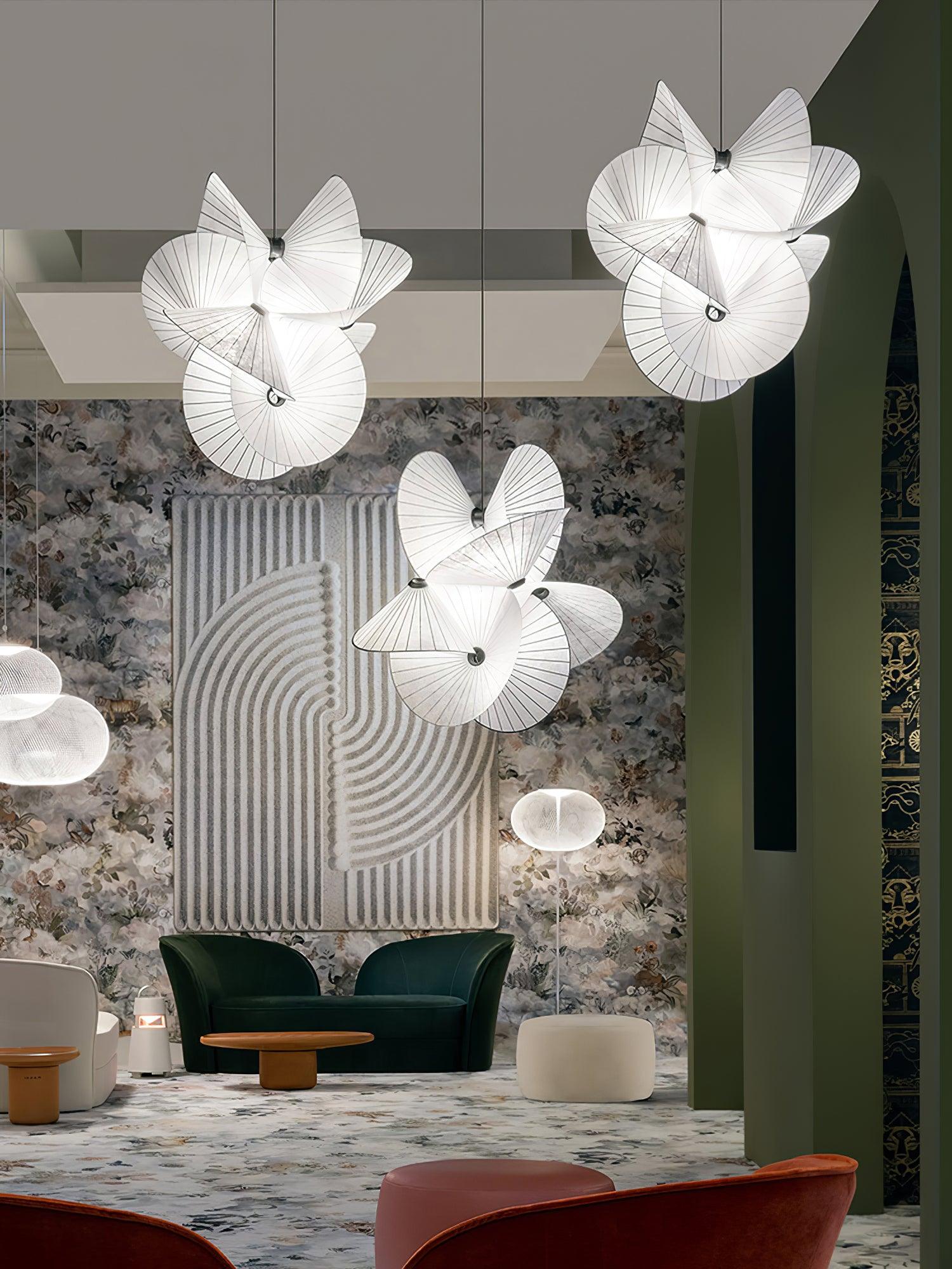 Elegant Scalloped Fabric Pendant Light Modern Indoor Hanging Fixture for Home