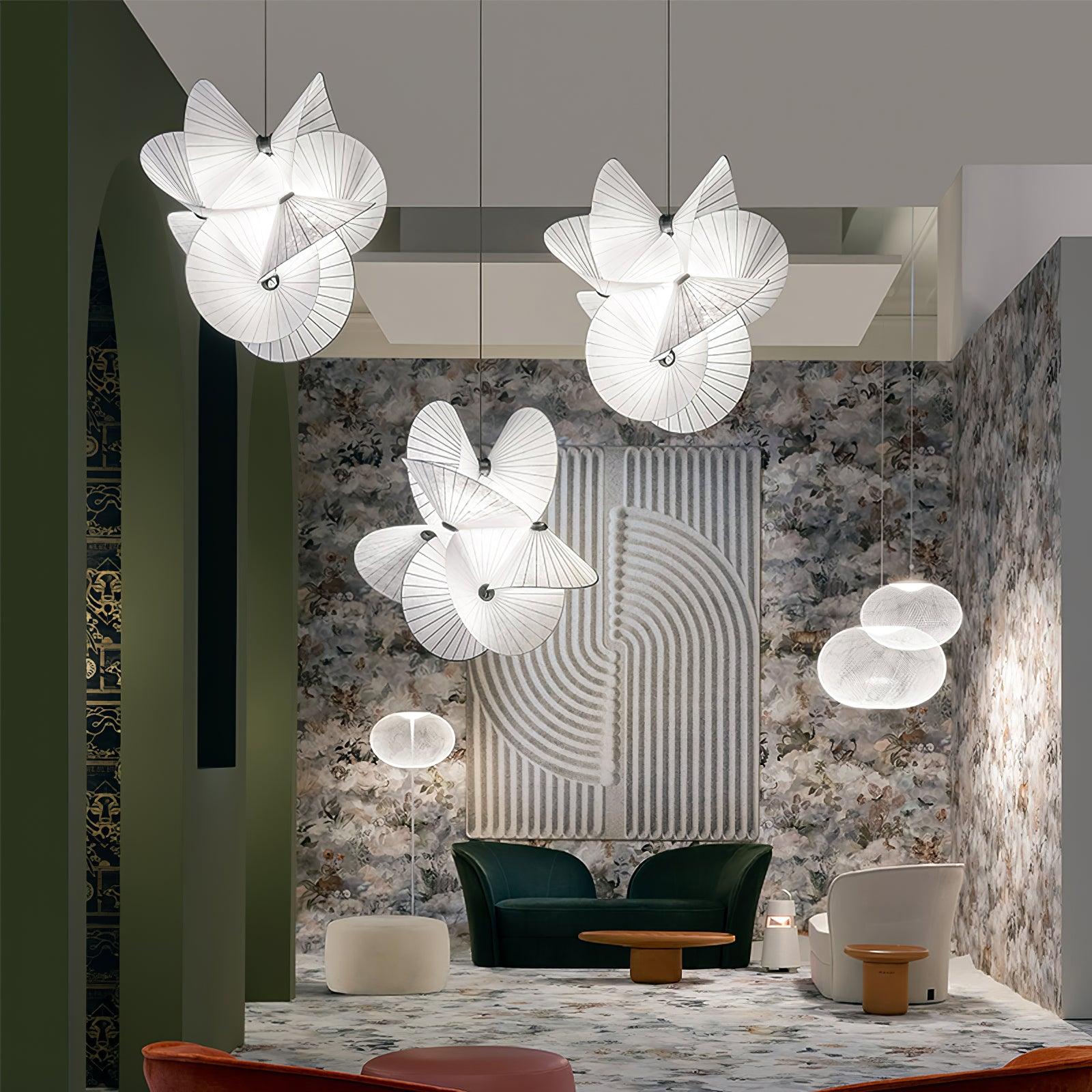 Elegant Scalloped Fabric Pendant Light Modern Indoor Hanging Fixture for Home