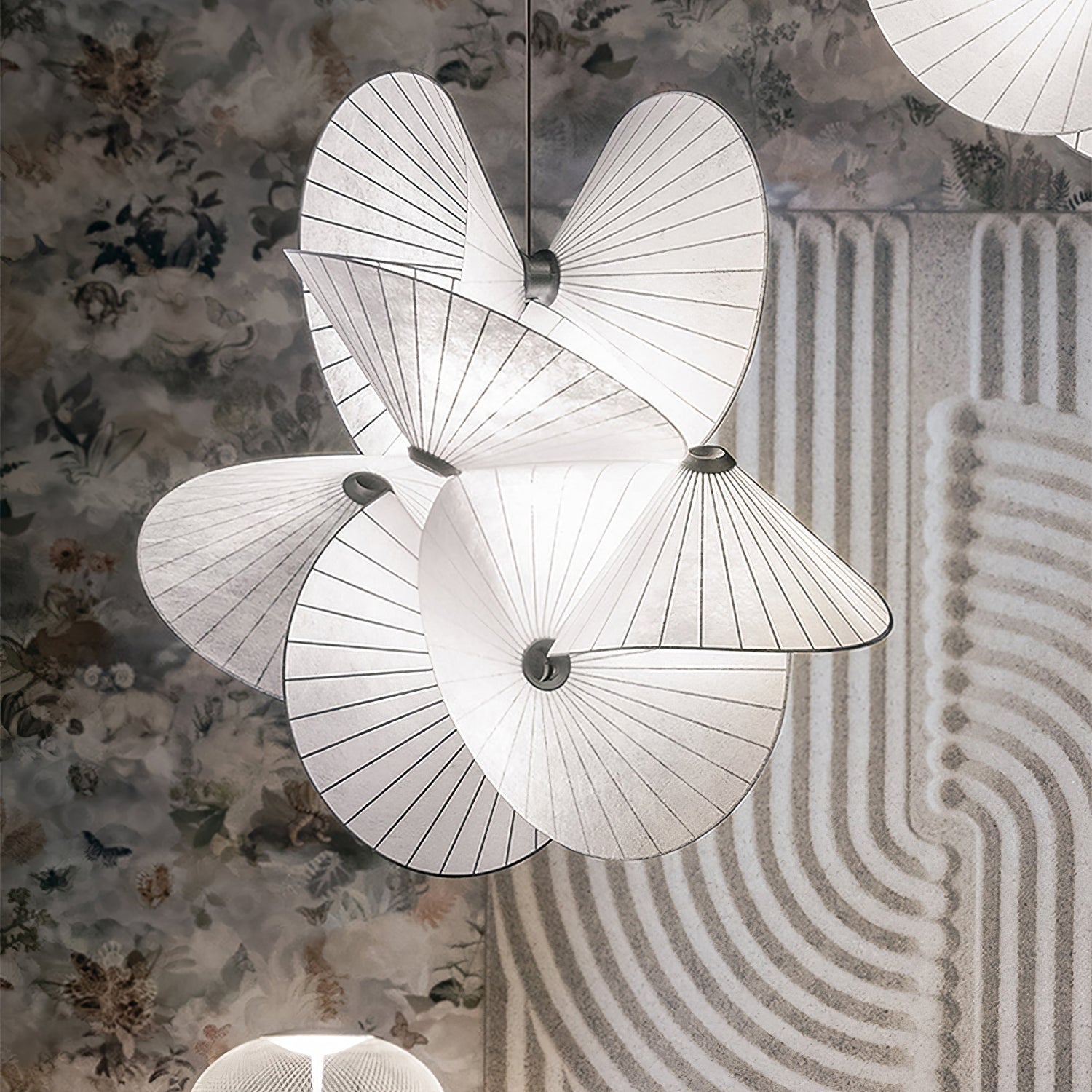 Elegant Scalloped Fabric Pendant Light Modern Indoor Hanging Fixture for Home