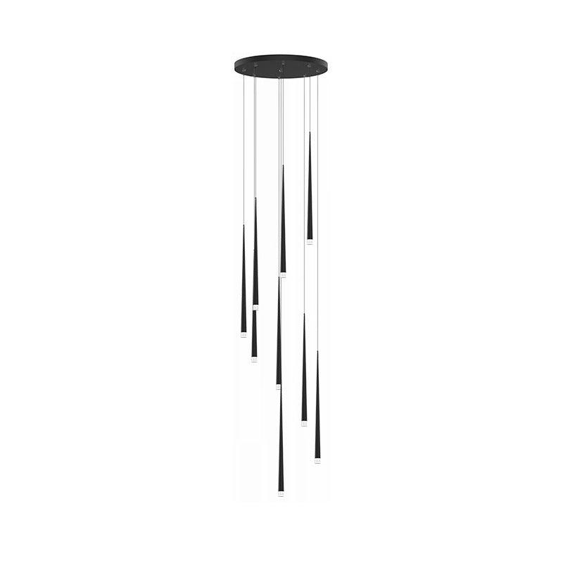 Elegant Slender Cone Multi Light Chandelier Modern Black LED Pendant Lamp