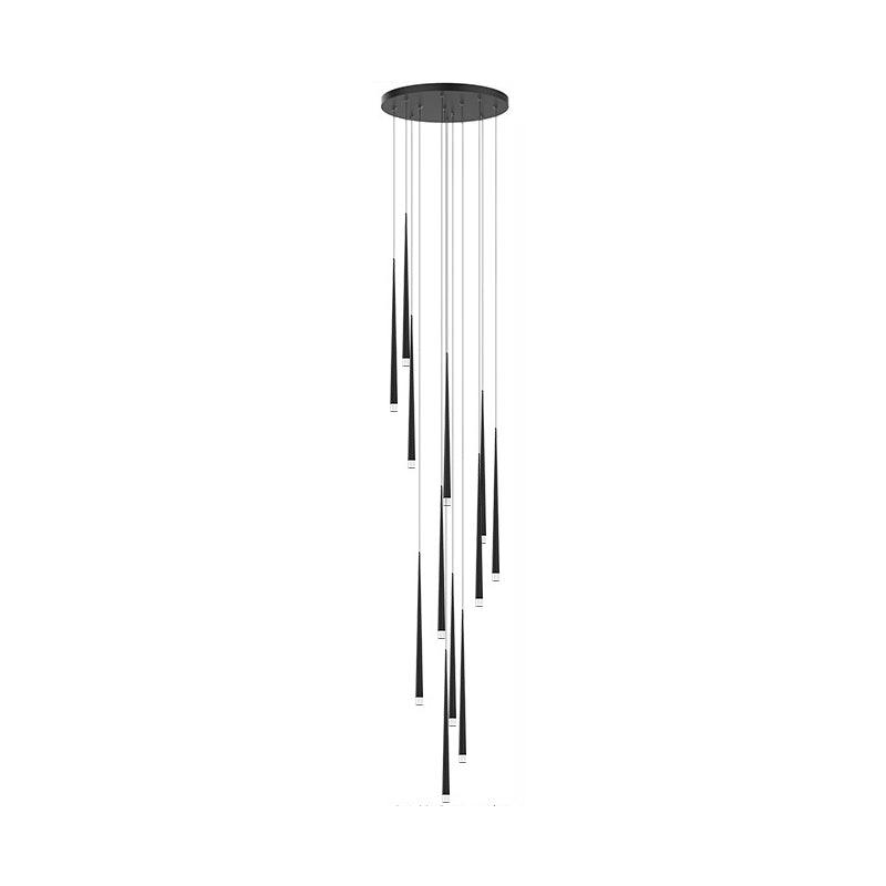 Elegant Slender Cone Multi Light Chandelier Modern Black LED Pendant Lamp