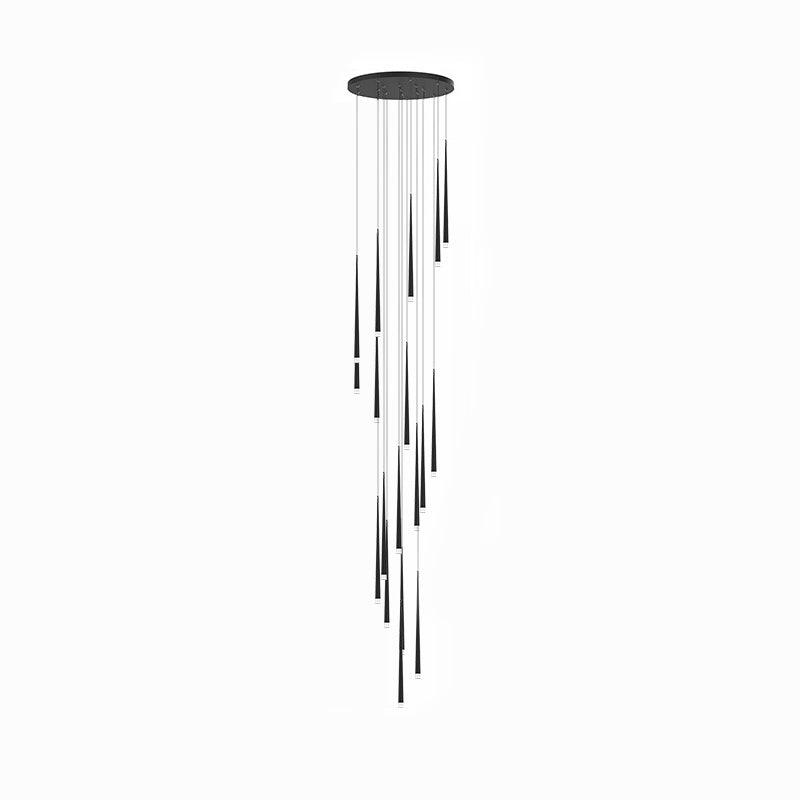 Elegant Slender Cone Multi Light Chandelier Modern Black LED Pendant Lamp