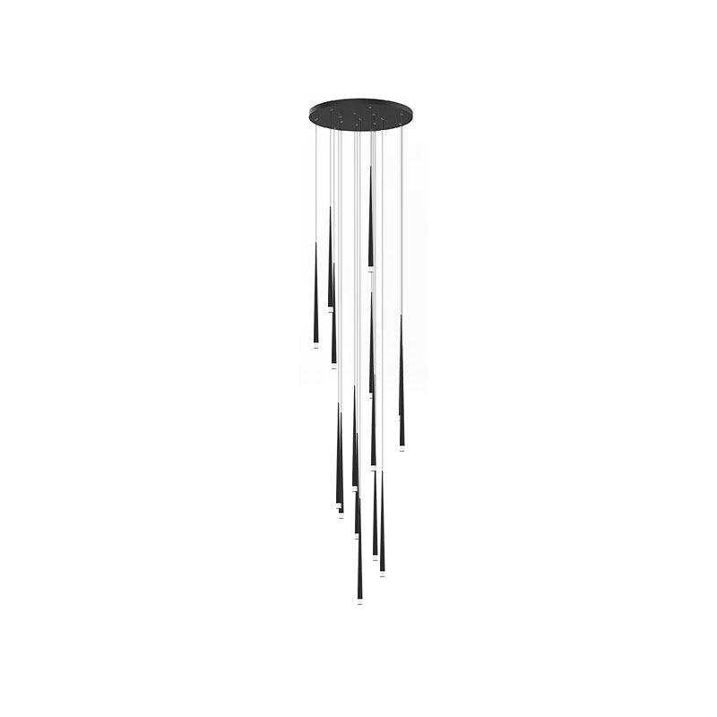 Elegant Slender Cone Multi Light Chandelier Modern Black LED Pendant Lamp