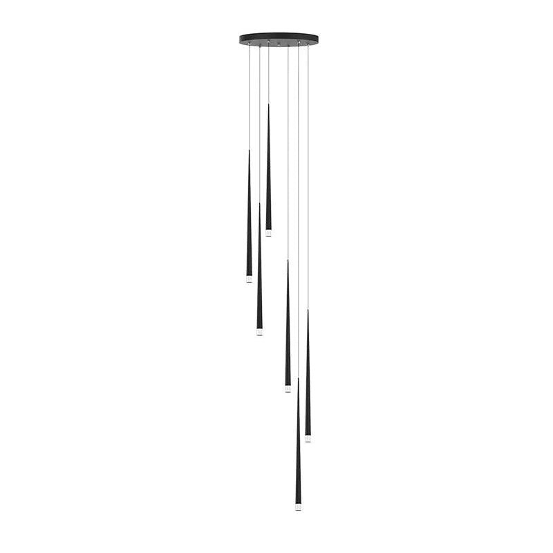 Elegant Slender Cone Multi Light Chandelier Modern Black LED Pendant Lamp
