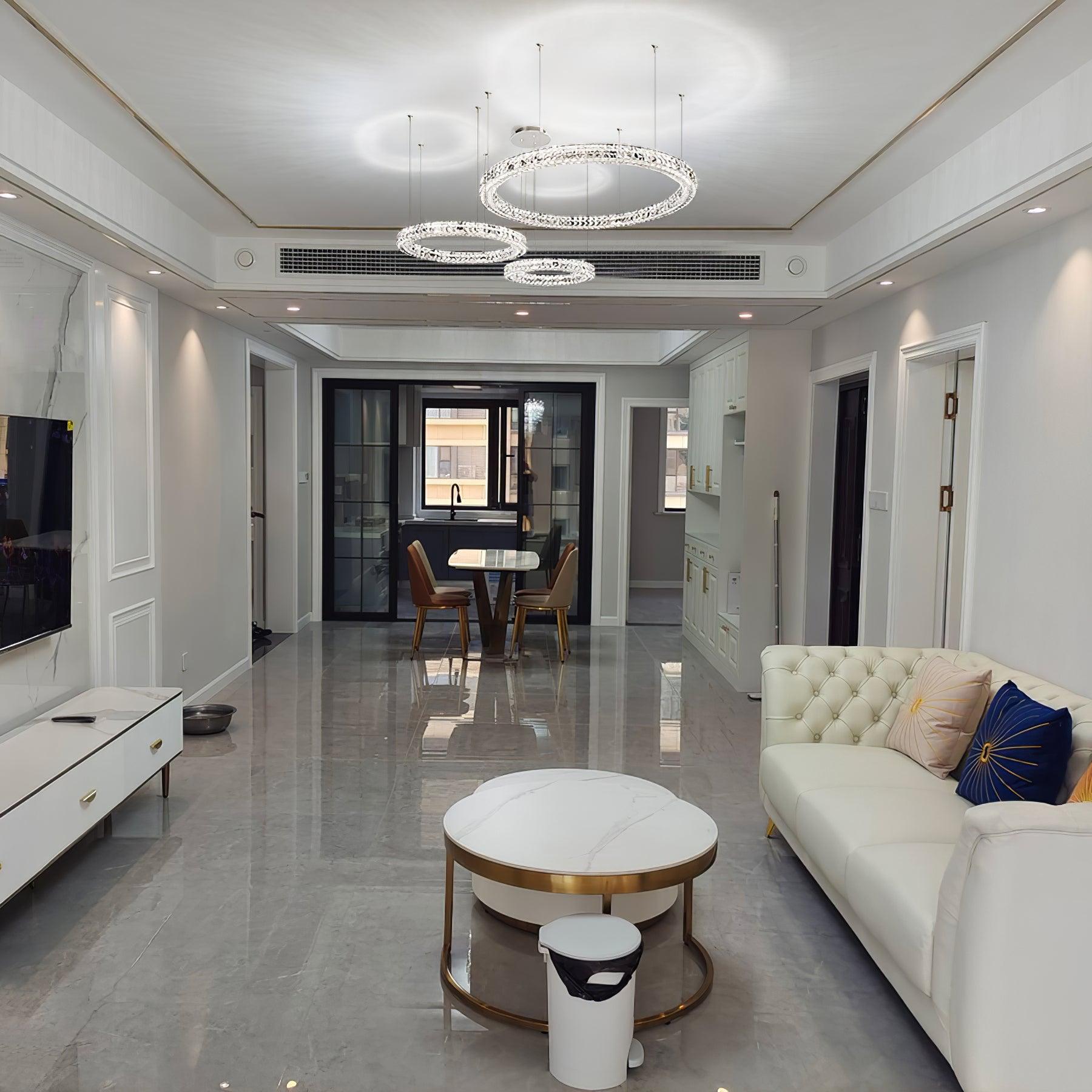 Elegant Spiridon Crystal Ring Chandelier Modern LED Ceiling Pendant Light for Luxury Interiors