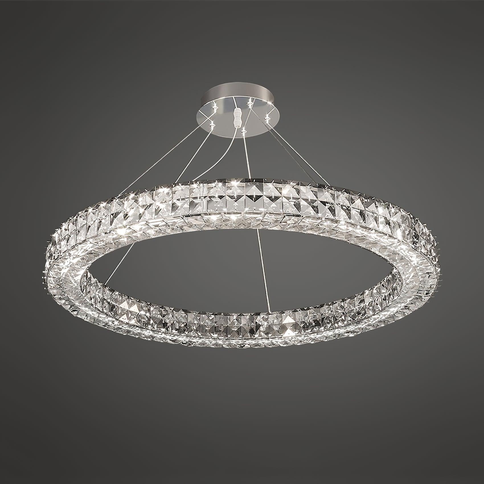Elegant Spiridon Crystal Ring Chandelier Modern LED Ceiling Pendant Light for Luxury Interiors