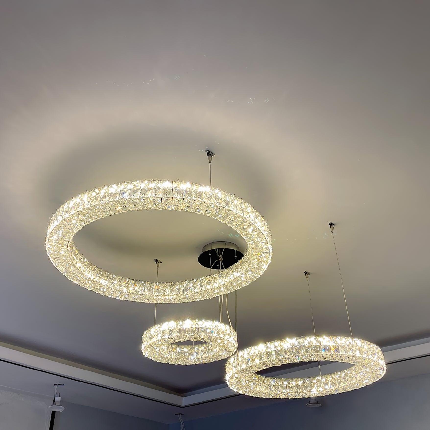 Elegant Spiridon Crystal Ring Chandelier Modern LED Ceiling Pendant Light for Luxury Interiors