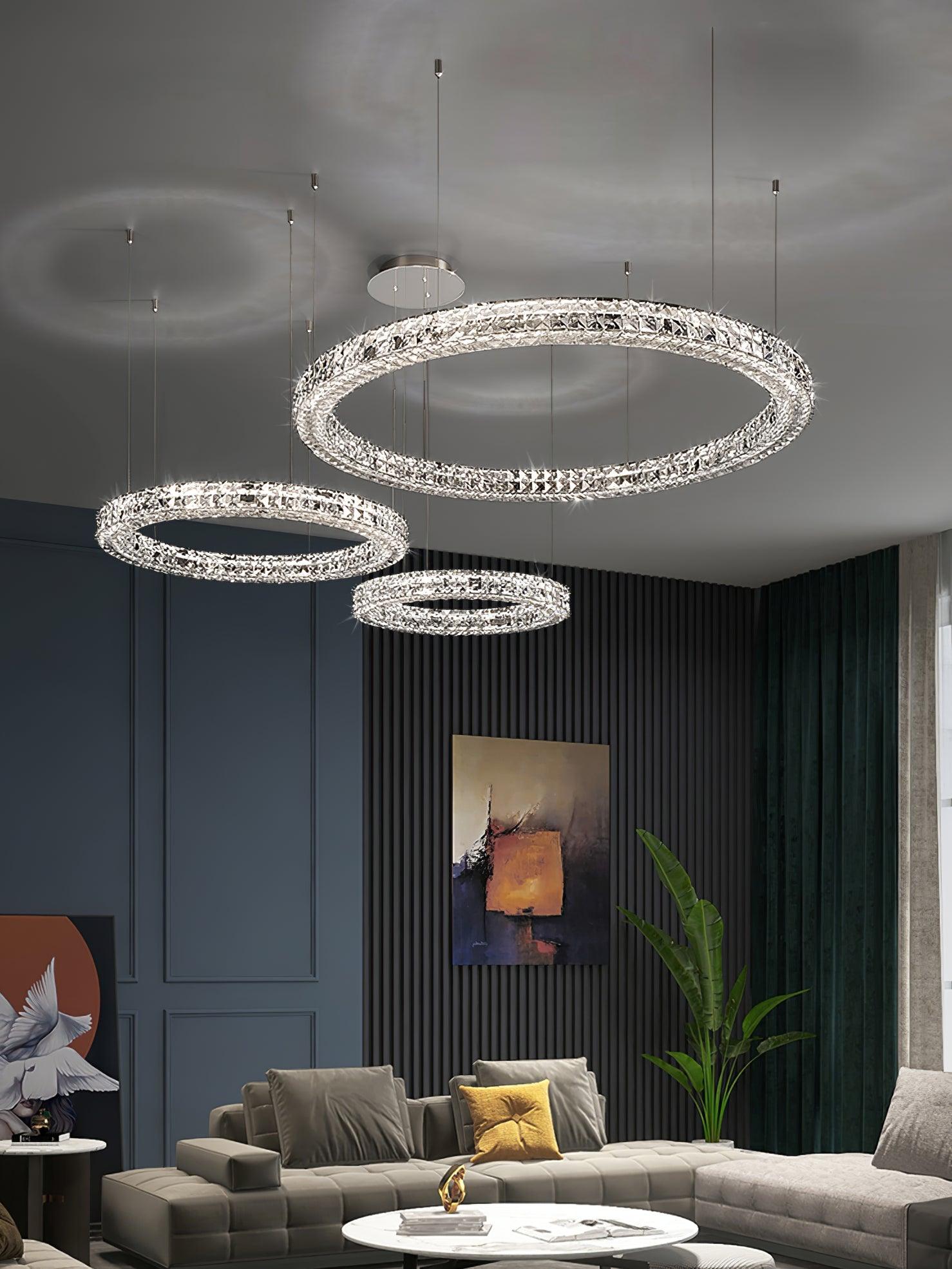 Elegant Spiridon Crystal Ring Chandelier Modern LED Ceiling Pendant Light for Luxury Interiors