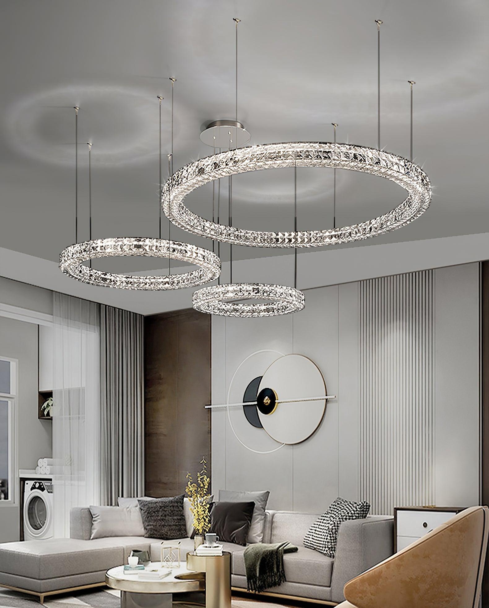 Elegant Spiridon Crystal Ring Chandelier Modern LED Ceiling Pendant Light for Luxury Interiors