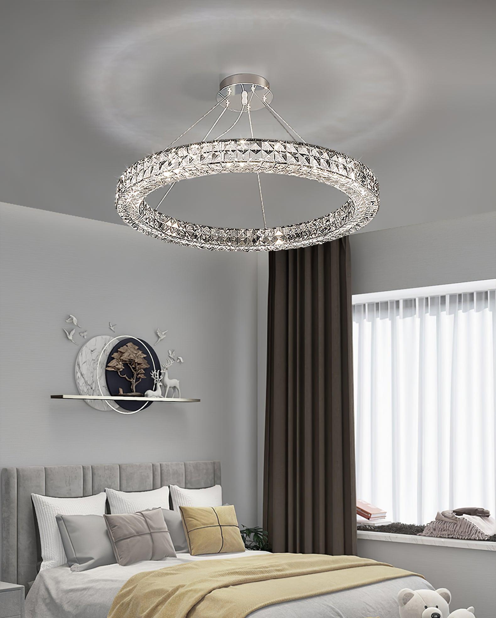 Elegant Spiridon Crystal Ring Chandelier Modern LED Ceiling Pendant Light for Luxury Interiors