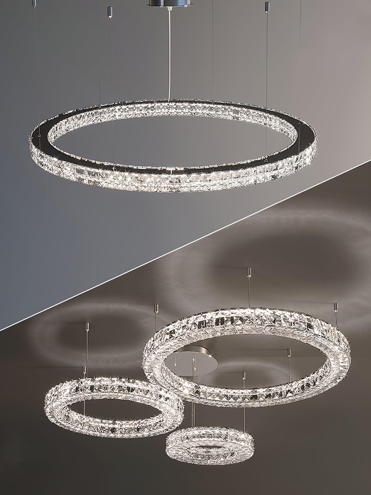 Elegant Spiridon Crystal Ring Chandelier Modern LED Ceiling Pendant Light for Luxury Interiors