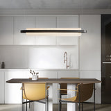 Elegant Stainless Steel Linear Suspension Lamp with Arc Acrylic Shade for Modern Kitchens