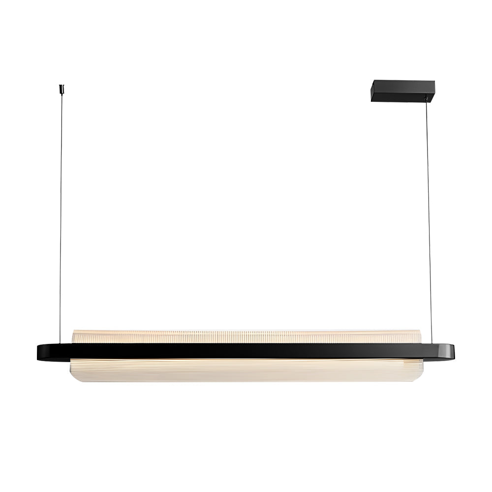 Elegant Stainless Steel Linear Suspension Lamp with Arc Acrylic Shade for Modern Kitchens