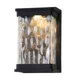 Elegant Stone Glass Outdoor LED Wall Light Waterproof Modern Exterior Porch Lamp Matte Black Finish