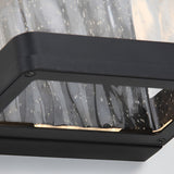 Elegant Stone Glass Outdoor LED Wall Light Waterproof Modern Exterior Porch Lamp Matte Black Finish