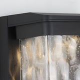 Elegant Stone Glass Outdoor LED Wall Light Waterproof Modern Exterior Porch Lamp Matte Black Finish