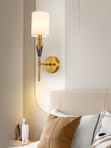 Elegant Tate Metal Wall Sconce with White Fabric Shade for Modern Bedrooms and Hallways