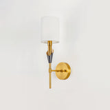 Elegant Tate Metal Wall Sconce with White Fabric Shade for Modern Bedrooms and Hallways