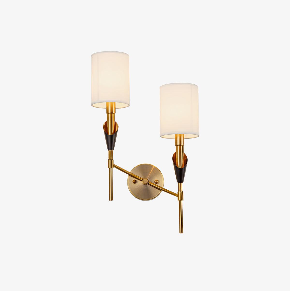 Elegant Tate Metal Wall Sconce with White Fabric Shade for Modern Bedrooms and Hallways