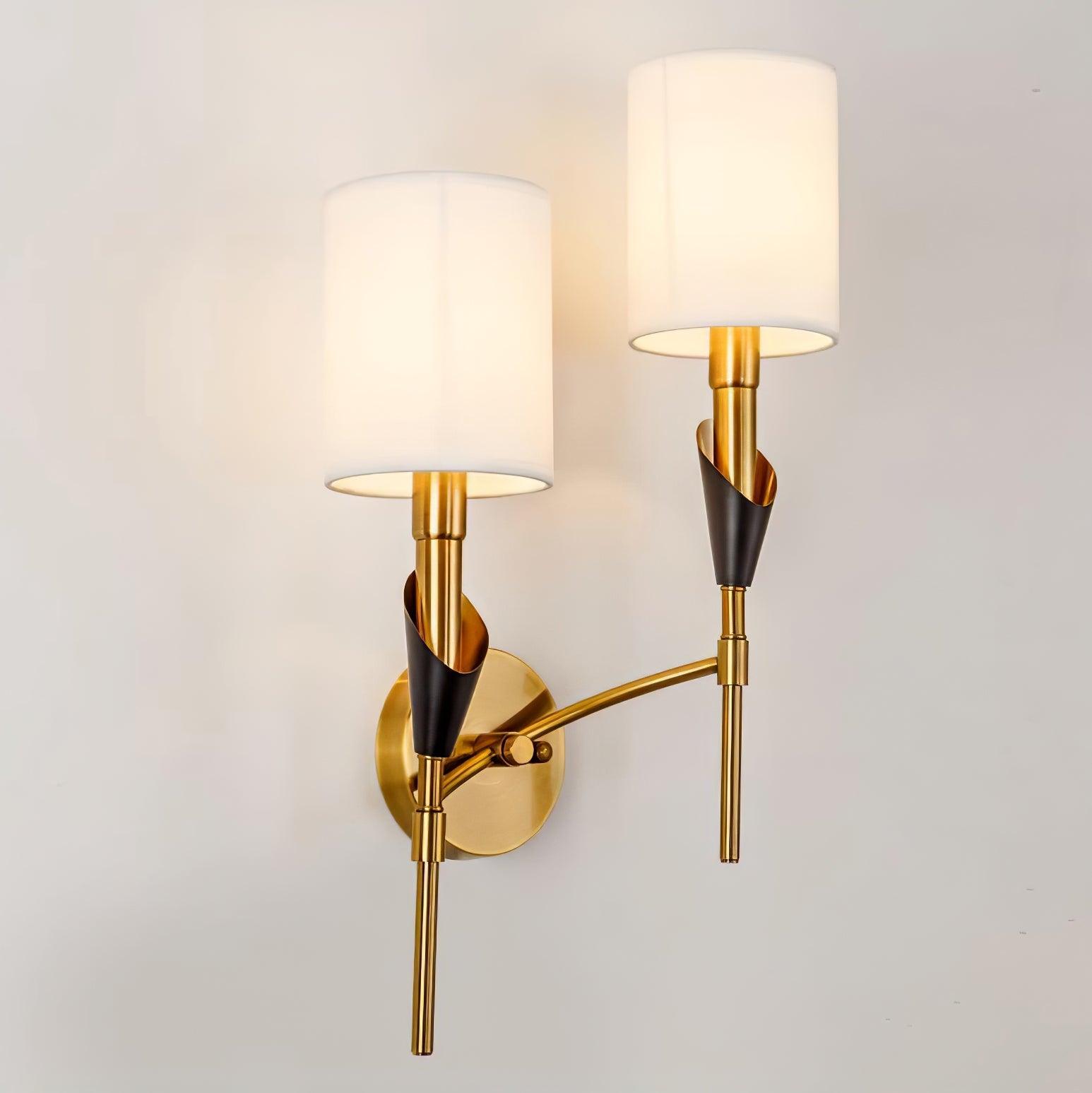Elegant Tate Metal Wall Sconce with White Fabric Shade for Modern Bedrooms and Hallways