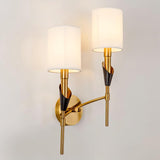 Elegant Tate Metal Wall Sconce with White Fabric Shade for Modern Bedrooms and Hallways