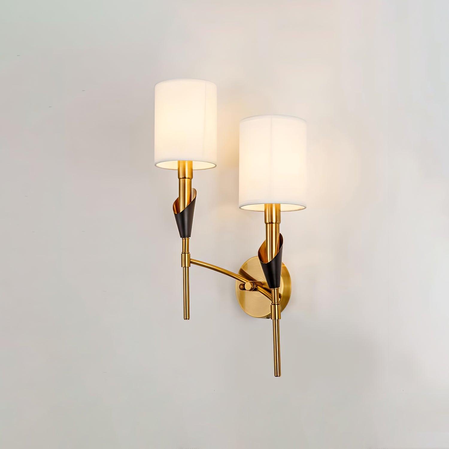 Elegant Tate Metal Wall Sconce with White Fabric Shade for Modern Bedrooms and Hallways