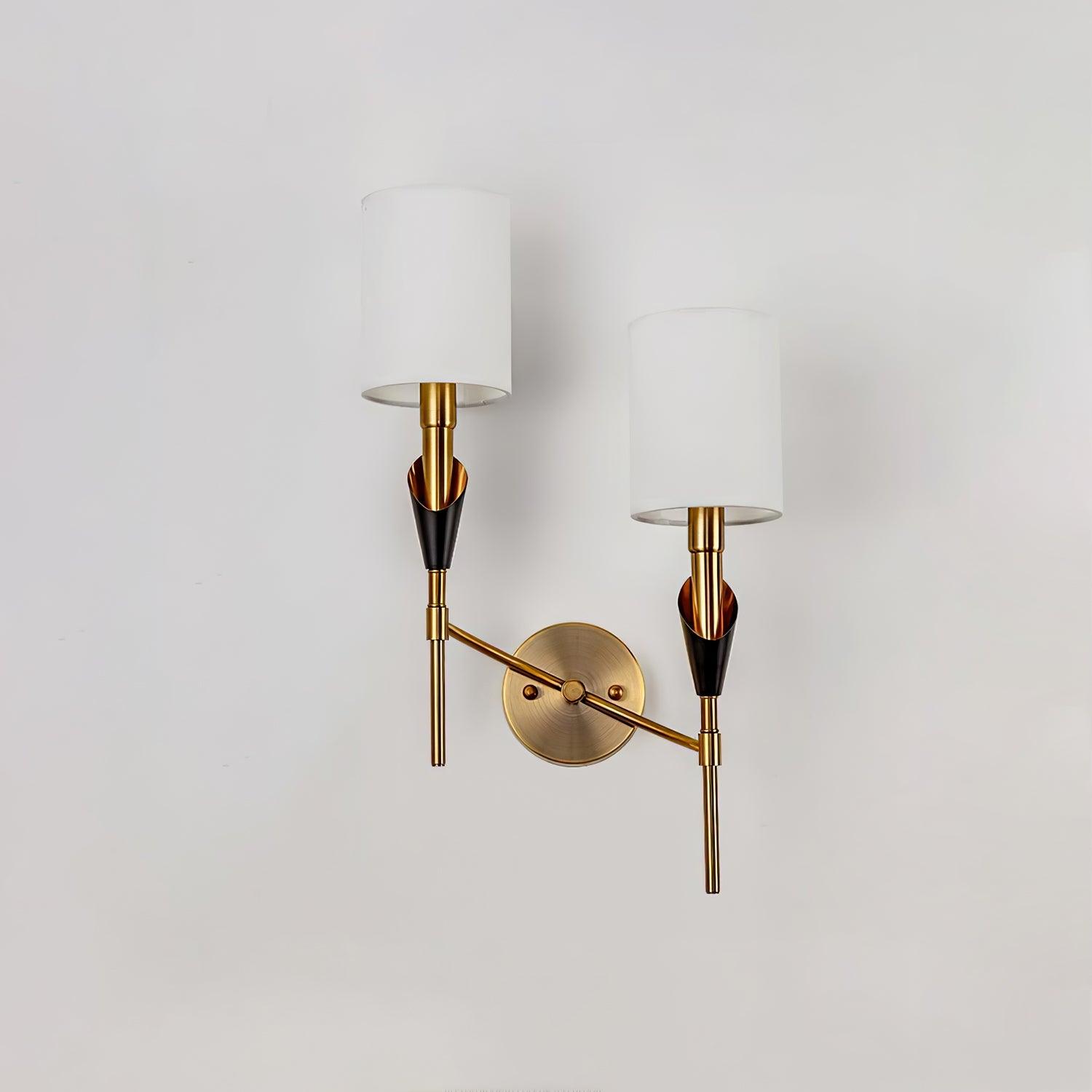 Elegant Tate Metal Wall Sconce with White Fabric Shade for Modern Bedrooms and Hallways