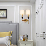 Elegant Tate Metal Wall Sconce with White Fabric Shade for Modern Bedrooms and Hallways