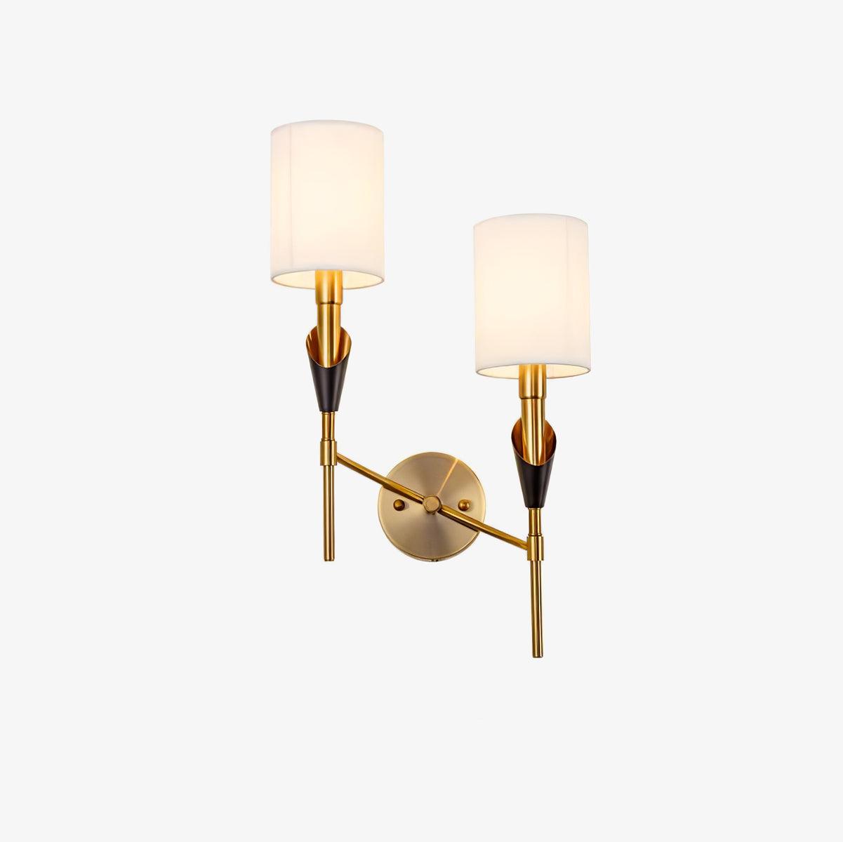 Elegant Tate Metal Wall Sconce with White Fabric Shade for Modern Bedrooms and Hallways