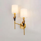 Elegant Tate Metal Wall Sconce with White Fabric Shade for Modern Bedrooms and Hallways