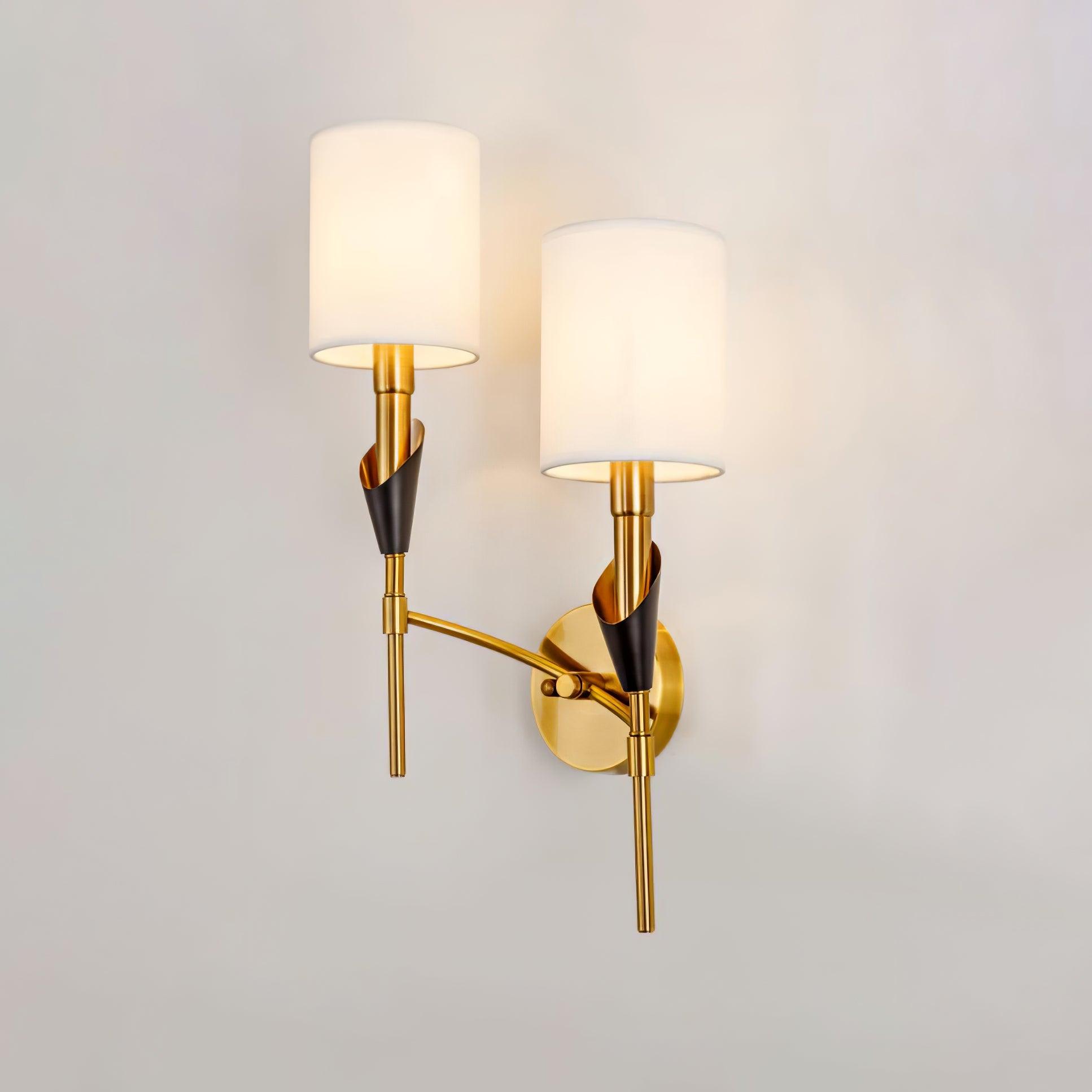 Elegant Tate Metal Wall Sconce with White Fabric Shade for Modern Bedrooms and Hallways